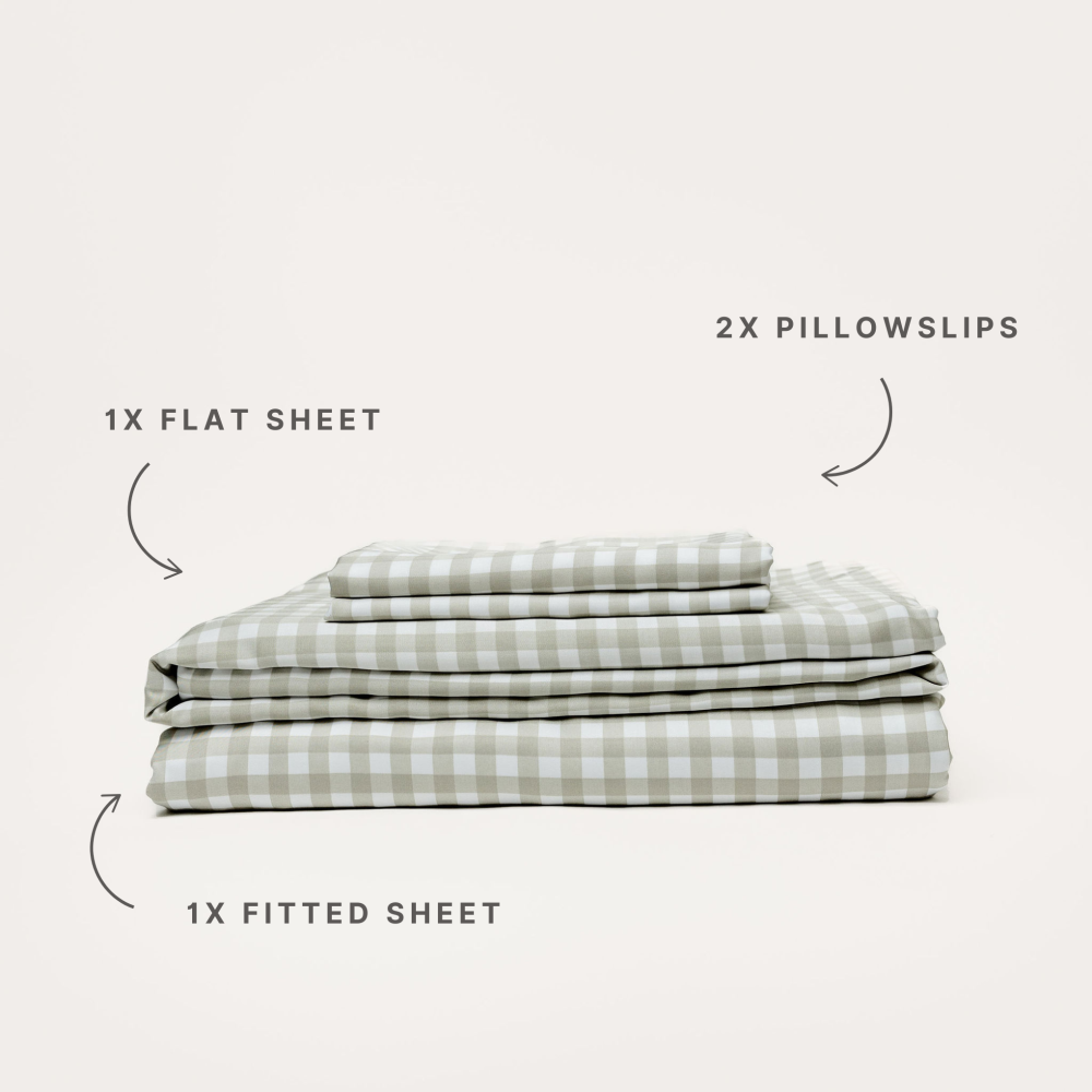 Bamboo Sheet Set - Olive Gingham