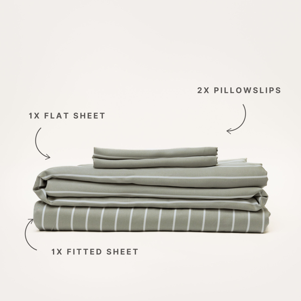 Bamboo Sheet Set - Olive Stripe