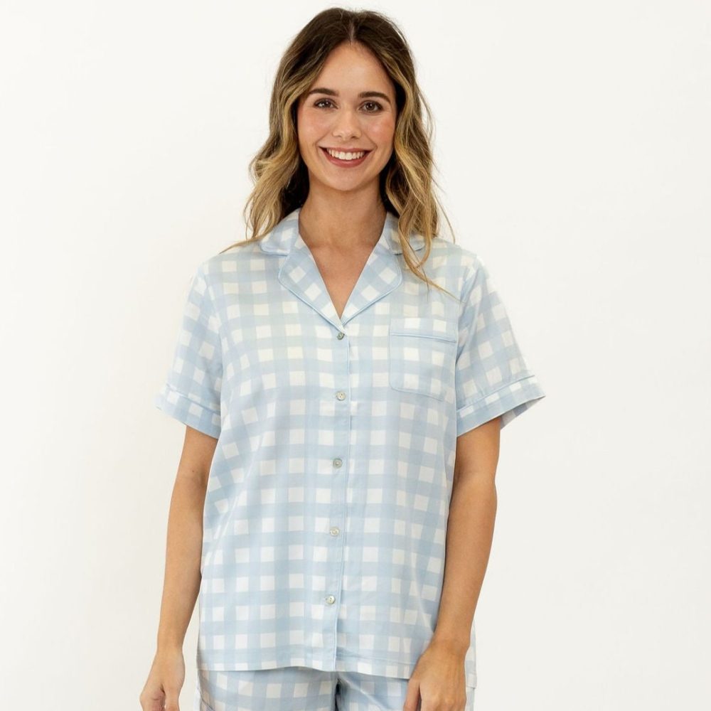 Ivy Bamboo Shirt - Sky Gingham